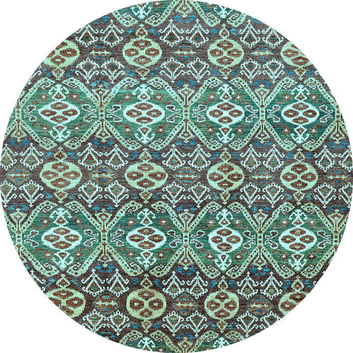 Round Machine Washable Abstract Light Blue Modern Rug, wshabs346lblu