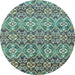 Round Machine Washable Abstract Light Blue Modern Rug, wshabs346lblu