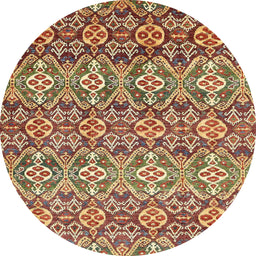 Round Machine Washable Abstract Tomato Red Rug, wshabs346