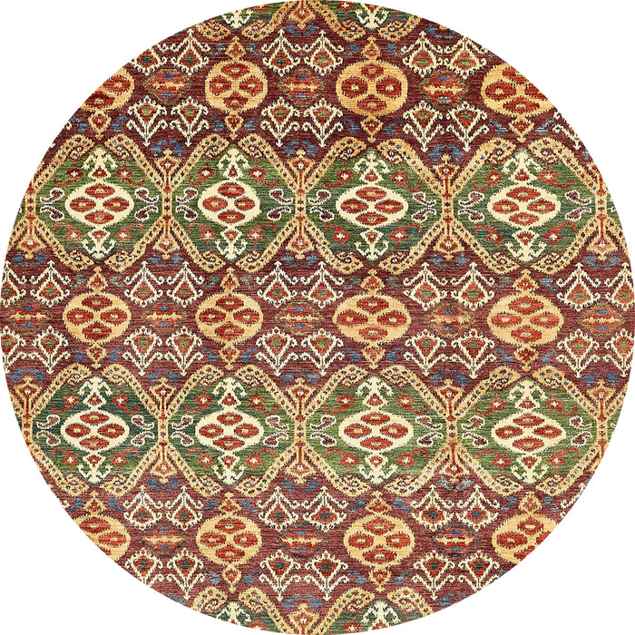 Round Machine Washable Abstract Tomato Red Rug, wshabs346