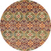 Round Machine Washable Abstract Tomato Red Rug, wshabs346