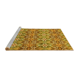 Sideview of Machine Washable Abstract Yellow Modern Rug, wshabs346yw
