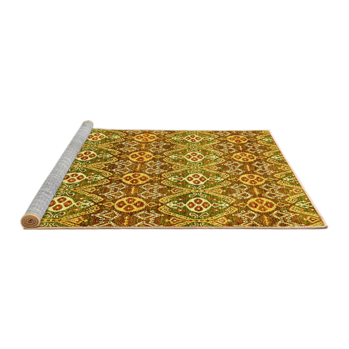 Sideview of Machine Washable Abstract Yellow Modern Rug, wshabs346yw