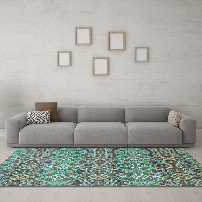 Machine Washable Abstract Light Blue Modern Rug in a Living Room, wshabs346lblu