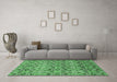 Machine Washable Abstract Emerald Green Modern Area Rugs in a Living Room,, wshabs346emgrn