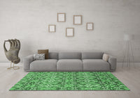 Machine Washable Abstract Emerald Green Modern Rug, wshabs346emgrn