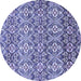 Round Abstract Blue Modern Rug, abs346blu