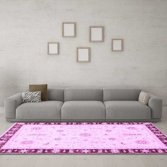 Machine Washable Abstract Purple Modern Area Rugs in a Living Room, wshabs3470pur