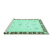 Sideview of Machine Washable Abstract Turquoise Modern Area Rugs, wshabs3470turq