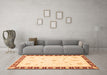 Machine Washable Abstract Orange Modern Area Rugs in a Living Room, wshabs3470org