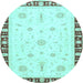 Round Machine Washable Abstract Light Blue Modern Rug, wshabs3470lblu