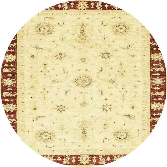 Round Machine Washable Abstract Sun Yellow Rug, wshabs3470