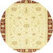 Round Machine Washable Abstract Sun Yellow Rug, wshabs3470