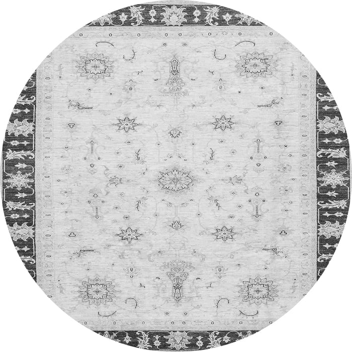 Round Abstract Gray Modern Rug, abs3470gry