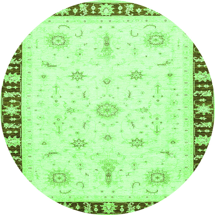 Round Machine Washable Abstract Green Modern Area Rugs, wshabs3470grn