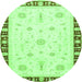 Round Machine Washable Abstract Green Modern Area Rugs, wshabs3470grn