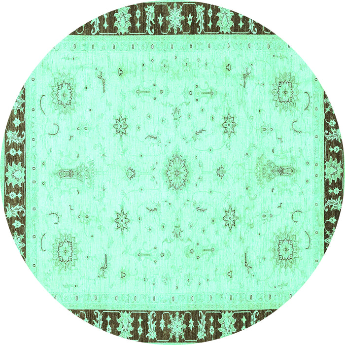Round Abstract Turquoise Modern Rug, abs3470turq