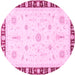 Round Abstract Pink Modern Rug, abs3470pnk