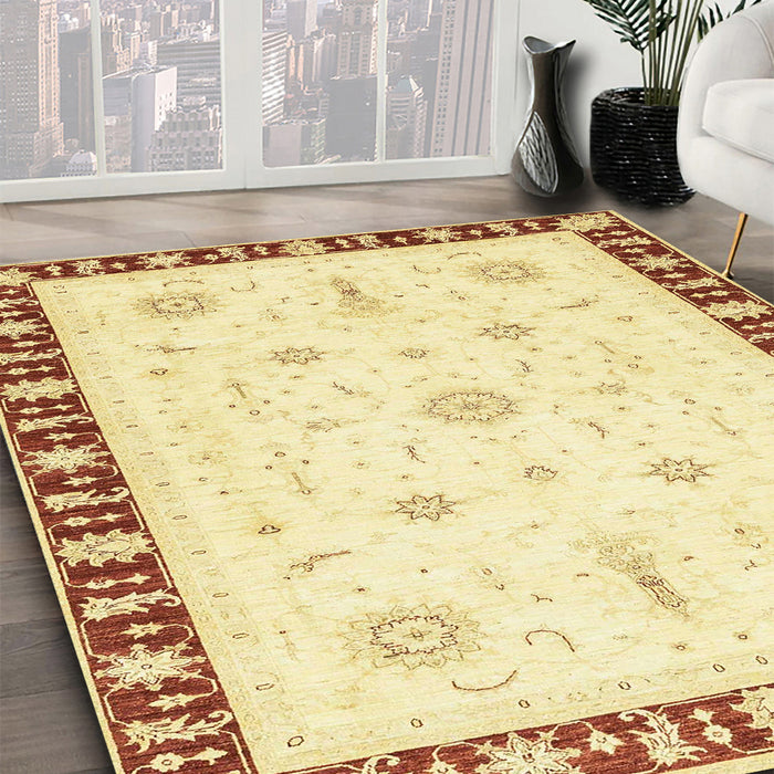Abstract Sun Yellow Modern Rug in Family Room, abs3470