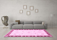 Machine Washable Abstract Pink Modern Rug, wshabs3470pnk