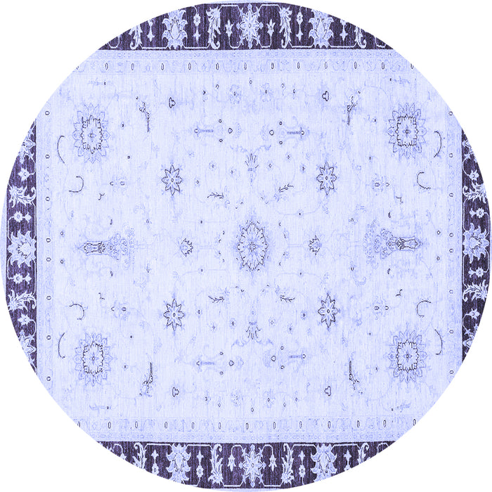 Round Abstract Blue Modern Rug, abs3470blu