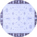 Round Abstract Blue Modern Rug, abs3470blu