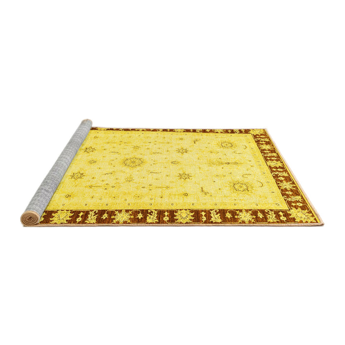 Sideview of Machine Washable Abstract Yellow Modern Rug, wshabs3470yw
