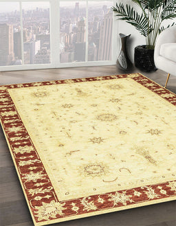 Machine Washable Abstract Sun Yellow Rug in a Family Room, wshabs3470