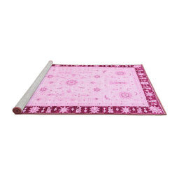 Sideview of Machine Washable Abstract Pink Modern Rug, wshabs3470pnk