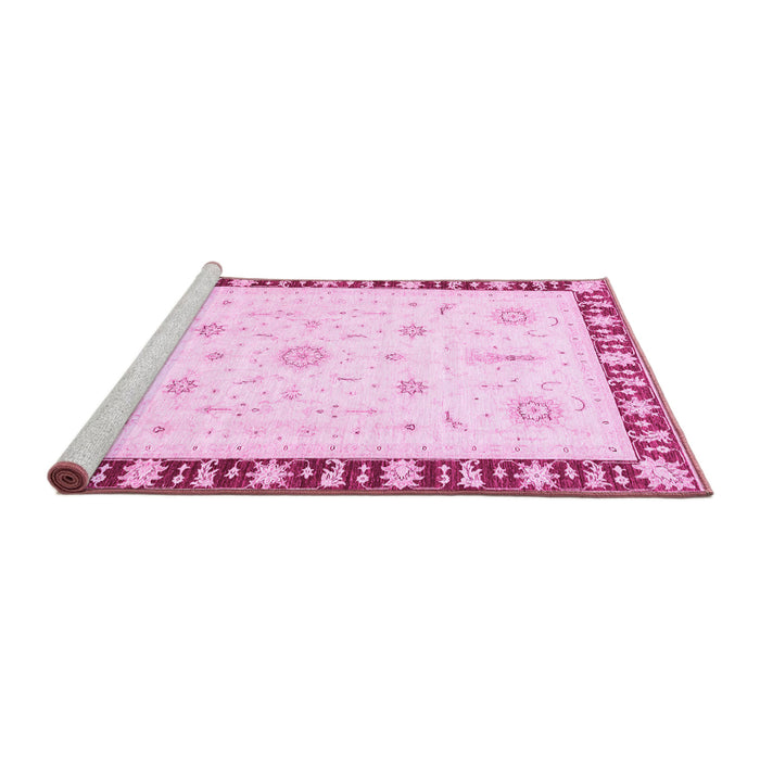 Sideview of Machine Washable Abstract Pink Modern Rug, wshabs3470pnk