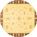 Round Abstract Brown Modern Rug, abs3470brn