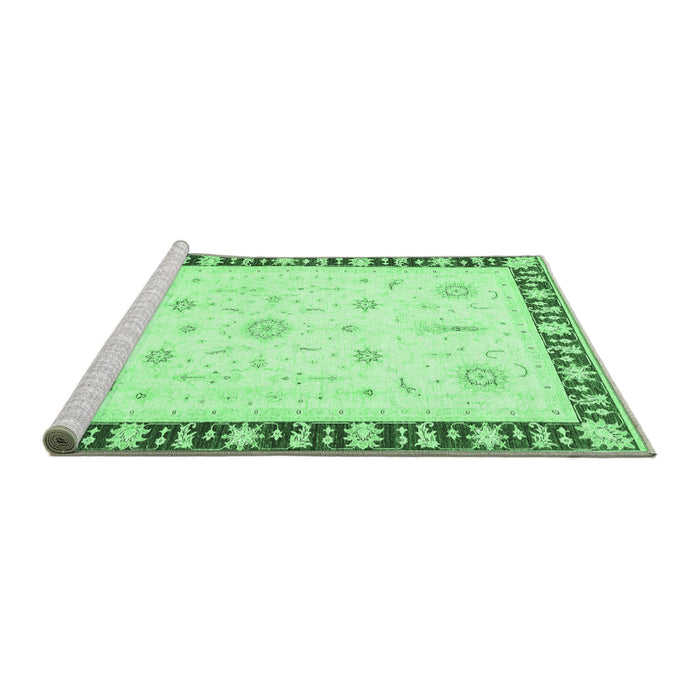 Sideview of Machine Washable Abstract Emerald Green Modern Area Rugs, wshabs3470emgrn