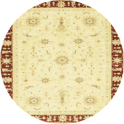 Round Abstract Sun Yellow Modern Rug, abs3470