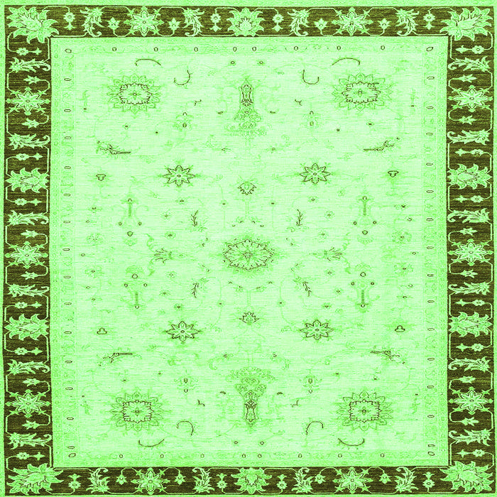 Square Machine Washable Abstract Green Modern Area Rugs, wshabs3470grn