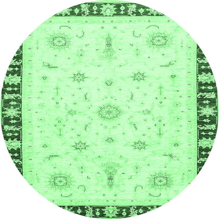 Round Abstract Emerald Green Modern Rug, abs3470emgrn