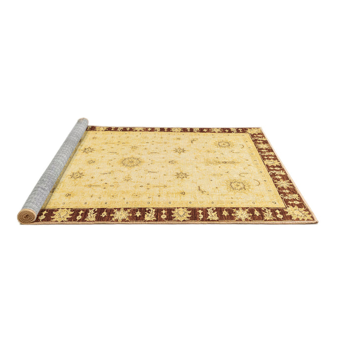 Sideview of Machine Washable Abstract Brown Modern Rug, wshabs3470brn