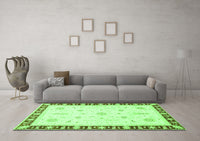 Machine Washable Abstract Green Modern Rug, wshabs3470grn