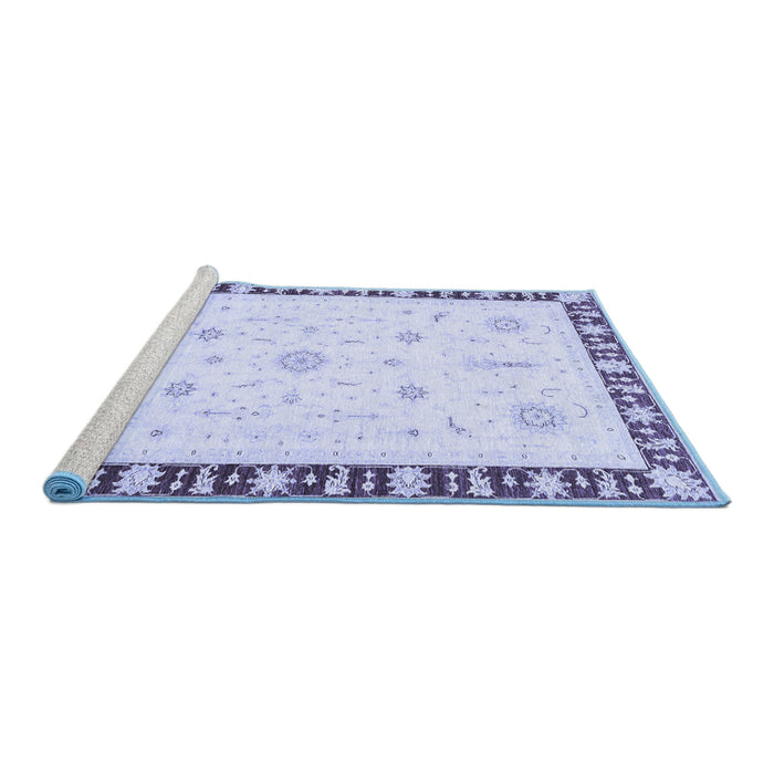 Sideview of Machine Washable Abstract Blue Modern Rug, wshabs3470blu