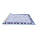 Sideview of Machine Washable Abstract Blue Modern Rug, wshabs3470blu