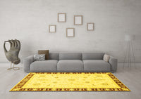 Machine Washable Abstract Yellow Modern Rug, wshabs3470yw