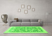 Machine Washable Oriental Green Traditional Area Rugs in a Living Room,, wshabs3471grn