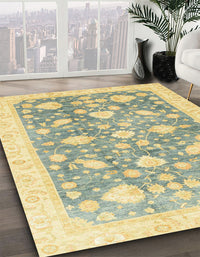 Abstract Mustard Yellow Oriental Rug, abs3471