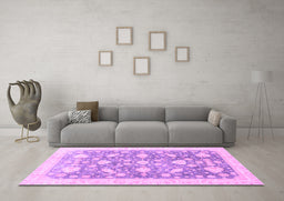 Machine Washable Oriental Purple Traditional Area Rugs in a Living Room, wshabs3471pur