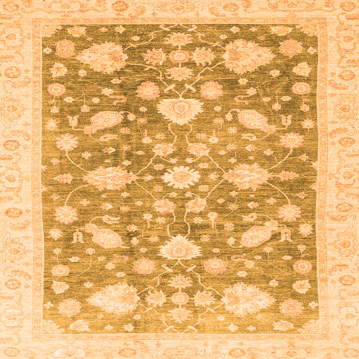 Square Machine Washable Oriental Orange Traditional Area Rugs, wshabs3471org
