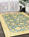 Abstract Mustard Yellow Oriental Rug in Family Room, abs3471