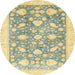 Round Abstract Mustard Yellow Oriental Rug, abs3471