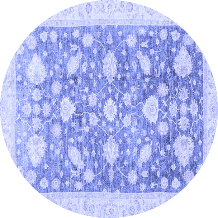Round Oriental Blue Traditional Rug, abs3471blu