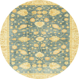 Round Machine Washable Abstract Mustard Yellow Rug, wshabs3471