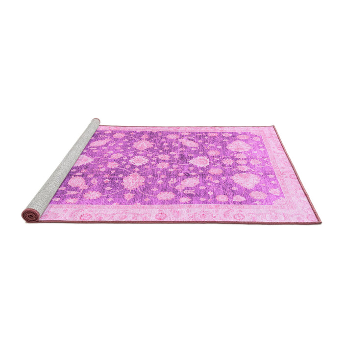 Sideview of Machine Washable Oriental Pink Traditional Rug, wshabs3471pnk