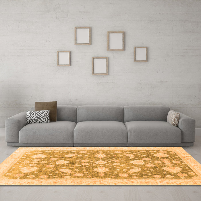 Machine Washable Oriental Orange Traditional Area Rugs in a Living Room, wshabs3471org